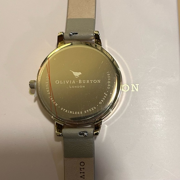 OLIVIA BURTON MARBLE FLORALS WATCH WITH 34mm 3D BEE FACE & SAND LEATHER BAND - Picture 2 of 5